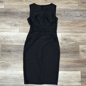Chic Black Pinstripe Midi Dress